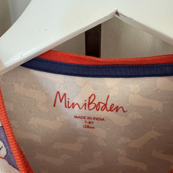 Mini Boden doggy print long sleeve jersey dress - size 7Y - Picture 3 of 4